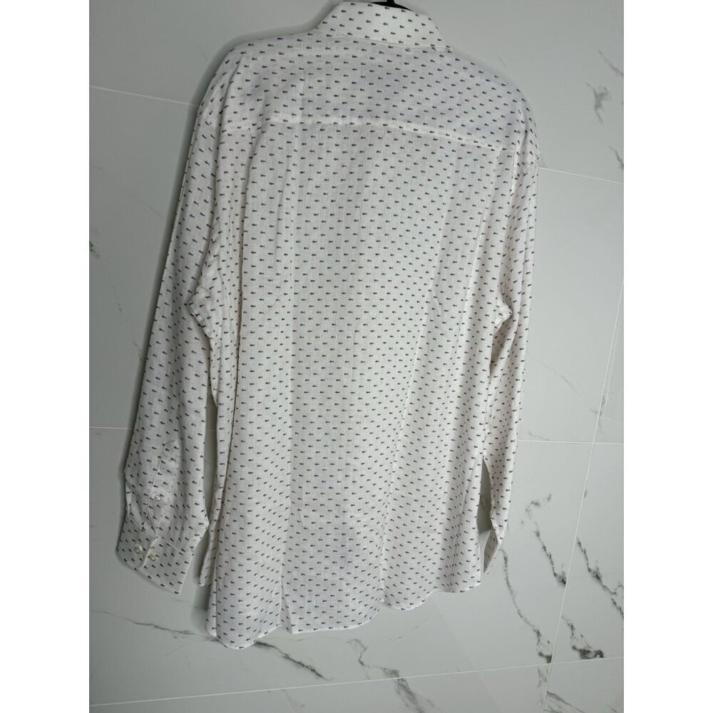 NWT David Donahue White Button Down Fishbone Pattern Fusion Linen 15.5 3…​ - Picture 10 of 11